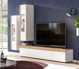 Wohnwand Siena in wei und Artisan Eiche Wohnkombination 3-teilig hngend / stehend