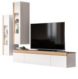Wohnwand Siena in wei und Artisan Eiche Wohnkombination 3-teilig hngend / stehend