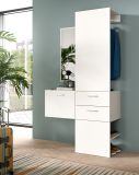 Garderobe Set 3-teilig Carry in wei Garderobenkombination mit Spiegel 104 x 190 cm