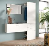 Garderobe Set 3-teilig Carry in wei Garderobenkombination mit Spiegel 156 x 190 cm