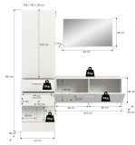 Garderobe Set 3-teilig Carry in wei Garderobenkombination mit Spiegel 156 x 190 cm