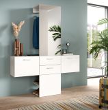 Garderobe Set 3-teilig Carry in wei Garderobenkombination mit Spiegel 156 x 190 cm