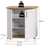 Kommode Mirano in wei Lrche und Eiche Artisan Landhaus Highboard 84 x 88 cm