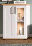 Vitrine Mirano in wei Lrche und Eiche Artisan Landhaus Highboard 64 x 88 cm