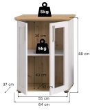Vitrine Mirano in wei Lrche und Eiche Artisan Landhaus Highboard 64 x 88 cm