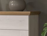 Vitrine Mirano in wei Lrche und Eiche Artisan Landhaus Highboard 64 x 88 cm