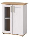 Vitrine Mirano in wei Lrche und Eiche Artisan Landhaus Highboard 64 x 88 cm