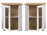Vitrine Mirano in wei Lrche und Eiche Artisan Landhaus Highboard 64 x 88 cm