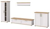 Wohnwand Mirano in wei Lrche und Eiche Artisan Landhaus Wohnkombination 4-teilig 336 cm
