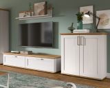 Wohnwand Mirano in wei Lrche und Eiche Artisan Landhaus Wohnkombination 3-teilig 260 cm