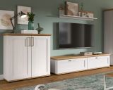 Wohnwand Mirano in wei Lrche und Eiche Artisan Landhaus Wohnkombination 3-teilig 260 cm