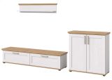 Wohnwand Mirano in wei Lrche und Eiche Artisan Landhaus Wohnkombination 3-teilig 260 cm