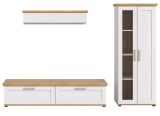 Wohnwand Mirano in wei Lrche und Eiche Artisan Landhaus Wohnkombination 3-teilig 240 cm