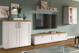 Wohnwand Mirano in wei Lrche und Eiche Artisan Landhaus Wohnkombination 4-teilig 336 cm