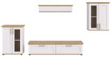 Wohnwand Mirano in wei Lrche und Eiche Artisan Landhaus Wohnkombination 4-teilig 316 cm