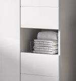 Badezimmer Midischrank Larik in wei Hochglanz Badschrank 60 x 131 cm