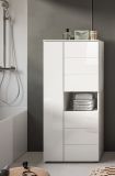 Badezimmer Midischrank Larik in wei Hochglanz Badschrank 60 x 131 cm