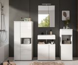 Badezimmer Midischrank Larik in wei Hochglanz Badschrank 60 x 131 cm