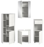 Badmbel Set 4-teilig Larik in wei Hochglanz Badkombination 188 x 190 cm