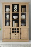 Buffet Dorset in Eiche Gold Landhaus Vitrinenschrank 147 x 214 cm, Soft-Close
