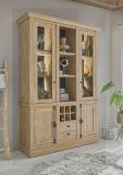Buffet Dorset in Eiche Gold Landhaus Vitrinenschrank 147 x 214 cm, Soft-Close