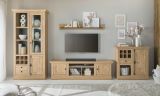 Wohnwand Dorset in Eiche Gold Landhaus Wohnkombination 4-teilig 424 cm, Soft-Close
