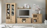 Wohnwand Dorset in Eiche Gold Landhaus Wohnkombination 4-teilig 382 cm, Soft-Close