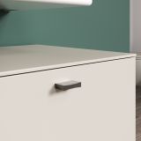 Waschbeckenunterschrank Sao Paulo in Sand und Evoke Eiche Badschrank auf Rollen 80 cm, Soft-Close