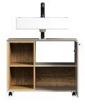 Waschbeckenunterschrank Sao Paulo in Sand und Evoke Eiche Badschrank auf Rollen 80 cm, Soft-Close