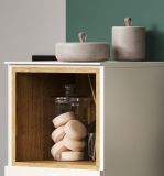 Badezimmer Kommode Sao Paulo in Sand und Evoke Eiche Badschrank 40 x 95 cm, Soft-Close