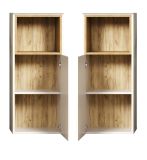 Badezimmer Kommode Sao Paulo in Sand und Evoke Eiche Badschrank 40 x 95 cm, Soft-Close