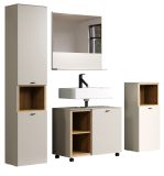 Badmbel Set Sao Paulo in Sand und Evoke Eiche Badkombination 4-teilig, Soft-Close