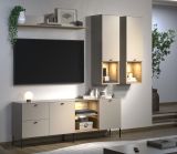 Wohnwand Sao Paulo in Sand und Evoke Eiche Wohnkombination 4-teilig 250 cm, Soft-Close