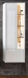 Badezimmer Hochschrank Glide in wei Hochglanz und Eiche inkl. Beleuchtung 45 x 150 cm