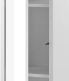 Badezimmer Hochschrank Glide in wei Hochglanz und Eiche inkl. Beleuchtung 45 x 150 cm