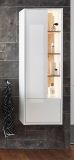 Badezimmer Hochschrank Glide in wei Hochglanz und Eiche inkl. Beleuchtung 45 x 150 cm