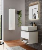 Waschbeckenunterschrank Glide in wei Hochglanz und Eiche 60 cm