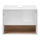 Waschbeckenunterschrank Glide in wei Hochglanz und Eiche 60 cm