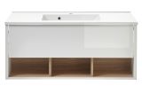 Waschbeckenunterschrank MIT Waschbecken Glide in wei Hochglanz und Eiche 100 cm