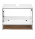 Badmbel Set 3-teilig Glide in wei Hochglanz und Eiche mit LED Beleuchtung 100 x 190 cm