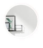 Badmbel Set Glide in wei Hochglanz und Eiche mit Waschbecken und LED Beleuchtung 80 x 190 cm