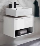 Waschbeckenunterschrank Glide in wei Hochglanz und grau 60 cm