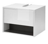 Waschbeckenunterschrank Glide in wei Hochglanz und grau 60 cm