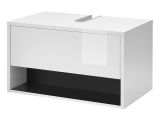 Waschbeckenunterschrank Glide in wei Hochglanz und grau 80 cm