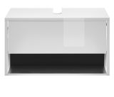 Waschbeckenunterschrank Glide in wei Hochglanz und grau 80 cm