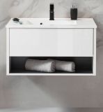 Waschbeckenunterschrank MIT Waschbecken Glide in wei Hochglanz und grau 80 cm