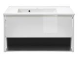 Waschbeckenunterschrank MIT Waschbecken Glide in wei Hochglanz und grau 80 cm