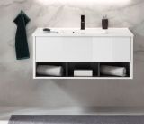 Waschbeckenunterschrank MIT Waschbecken Glide in wei Hochglanz und grau 100 cm