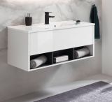 Waschbeckenunterschrank MIT Waschbecken Glide in wei Hochglanz und grau 100 cm