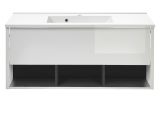 Waschbeckenunterschrank MIT Waschbecken Glide in wei Hochglanz und grau 100 cm